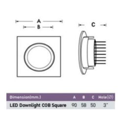 ดาวน์ไลท์ LED COB หน้าเหลี่ยม 5W (วอร์มไวท์) EVE