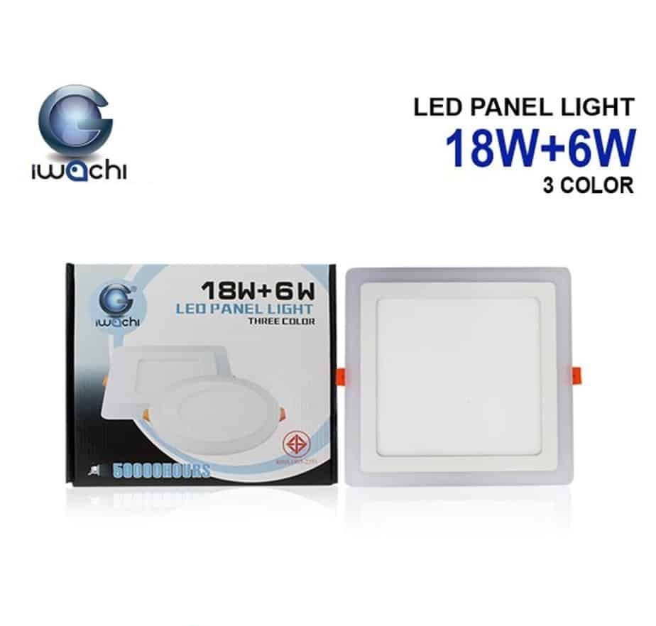 ดาวน์ไลท์ LED สี่เหลี่ยม IWACHI 18+6W (ปรับแสง 3 จังหวะ)