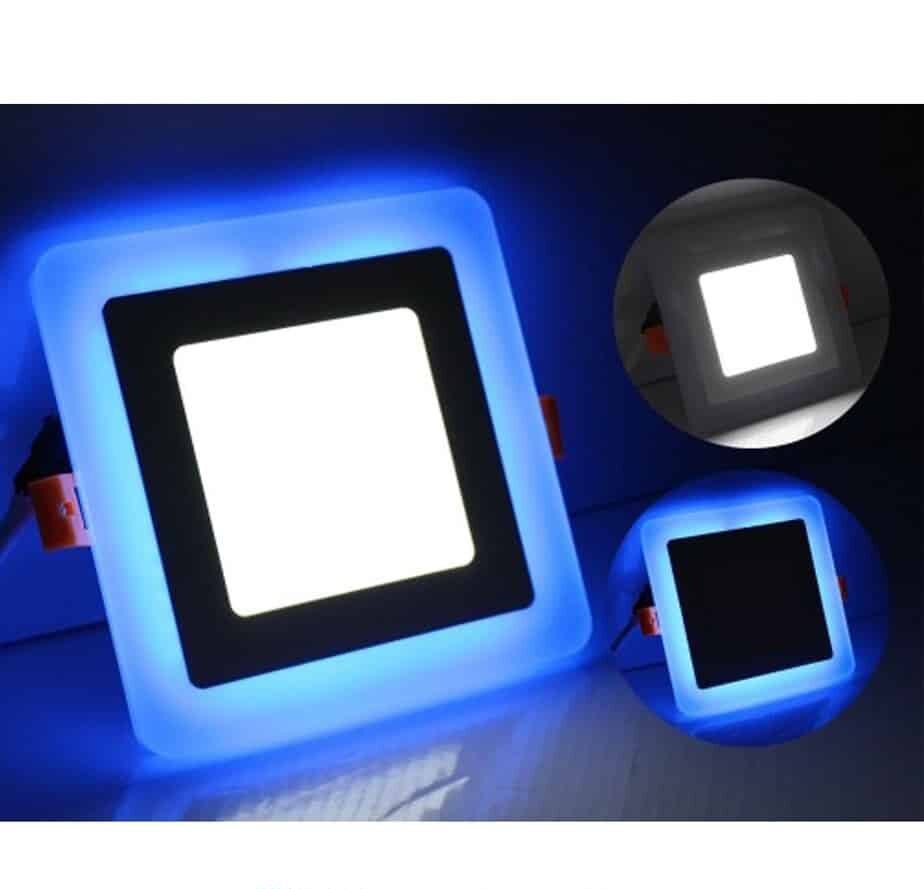 ดาวน์ไลท์ LED สี่เหลี่ยม IWACHI 18+6W (ขอบแสงน้ำเงิน)