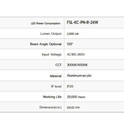 ดาวน์ไลท์ LED ติดลอย หน้ากลม 24W (วอร์มไวท์) FSL