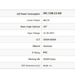 ดาวน์ไลท์ LED COB 6W (วอร์มไวท์) IWACHI