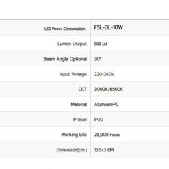 ดาวน์ไลท์ LED 10W (วอร์มไวท์) FSL