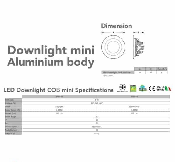 ดาวน์ไลท์ LED 5w รุ่น COB MINI เดย์ไลท์ (EVE) - Image 2