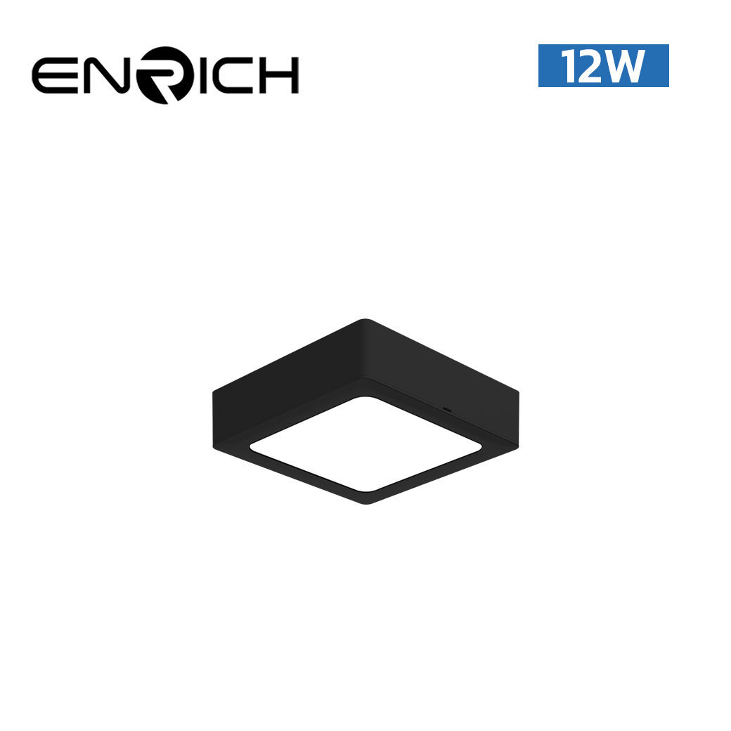 โคมไฟดาวน์ไลท์-LED-12W-หน้าเหลี่ยม-ENRICH-EASY-O-สีดำ
